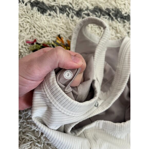 Lululemon Ribbed Nulu High-Neck Yoga Bra in Natural Ivory - sz 2 - Picture 6 of 6
